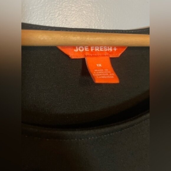 Joe Fresh  1x Plus Black Midi Dress Pleated Formal A Line Midweight Half Sleeve - Picture 4 of 5